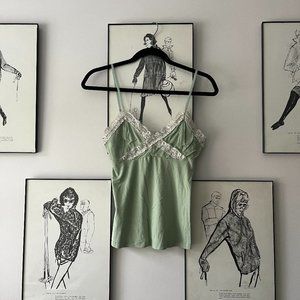 Guess Matcha Green and Lace Tank Top